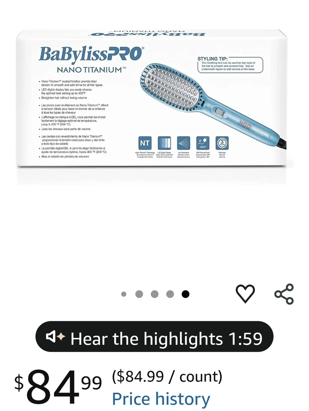 Blue Electric Heated Straightening Brush for Women Hair Tools